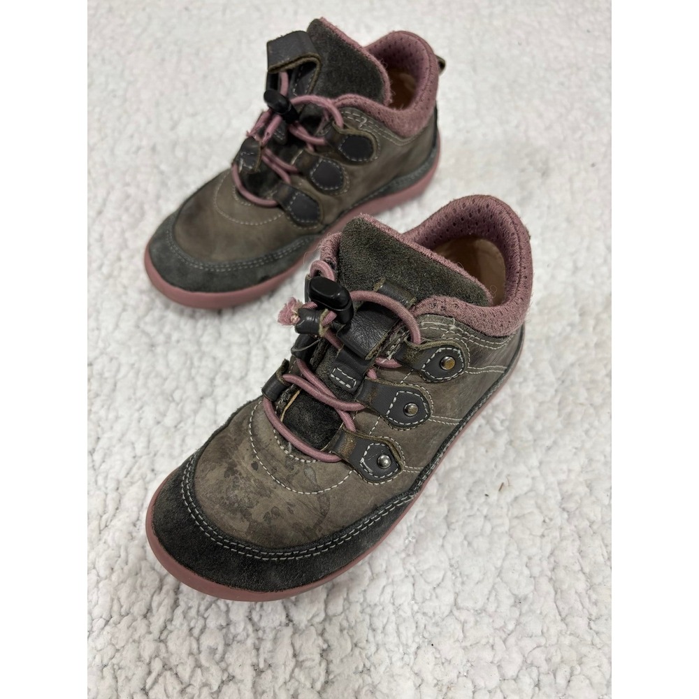 Geox 27 Gray Pink Leather Hiking Sneakers Girls‎ Womens Casual Gorpcore Shoes